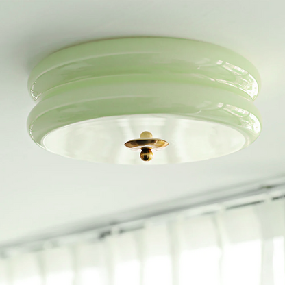LED plafondlamp glas metaal crème 13 cm slaapkamer woonkamer art deco plafondverlichting rond warm licht neutraal licht wit licht