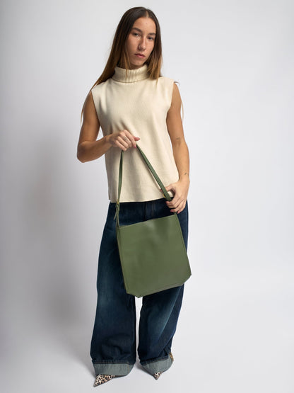 Vegan Leren Schoudertas Halfrond Elegant en Ruim