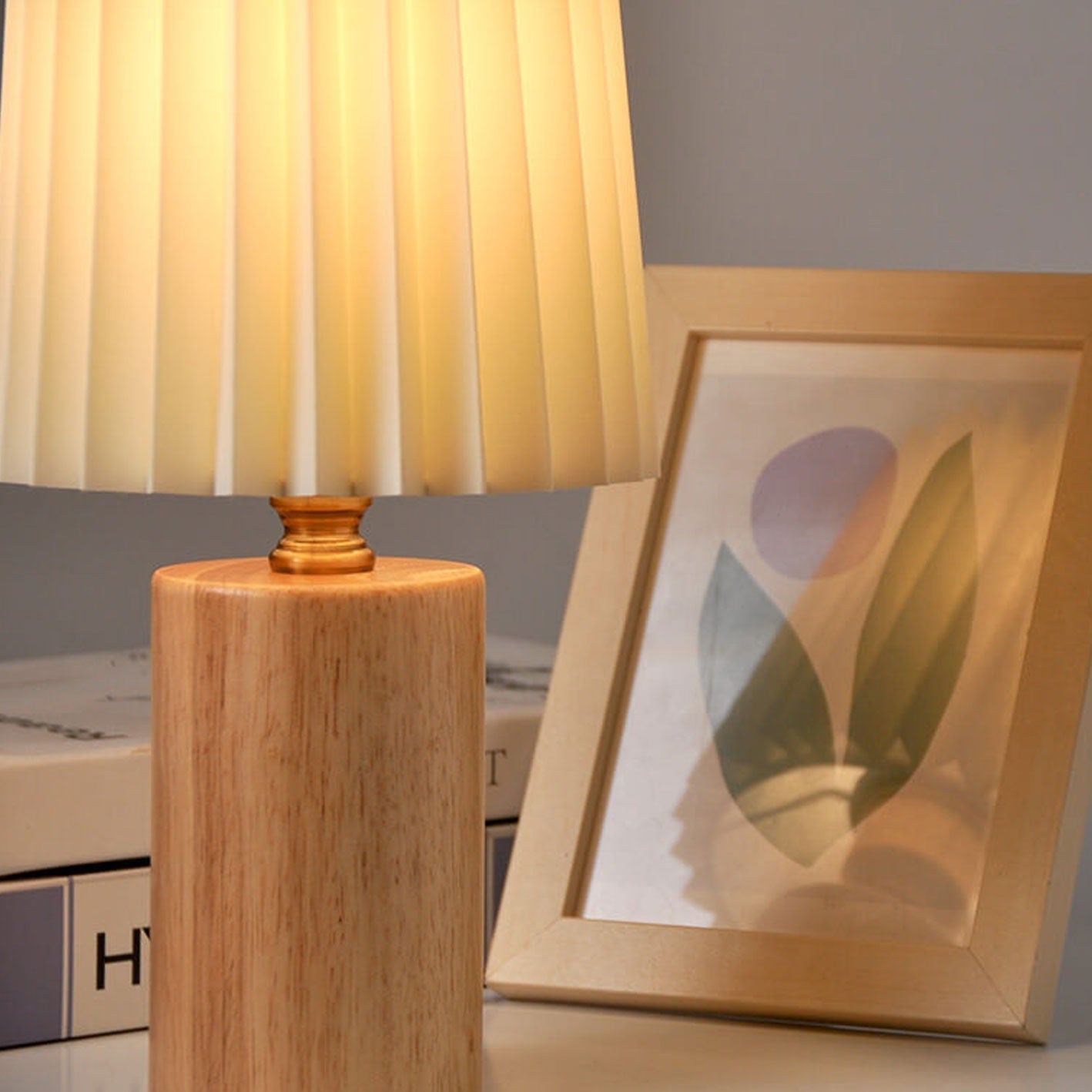 Tafellamp Geplooide Kap Hout Stof 31cm Slaapkamer Woonkamer Nachtkastlamp Bureaulamp Scandinavisch Japandi Retro USB E26