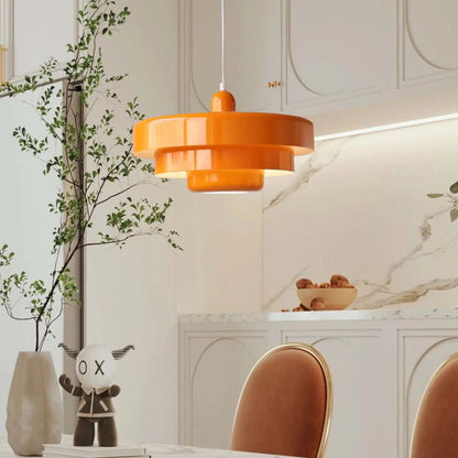 Hanglamp Metaal Gelaagd Ø35cm Oranje E27 Eettafel Woonkamer Retro Design Verlichting Industrieel Modern