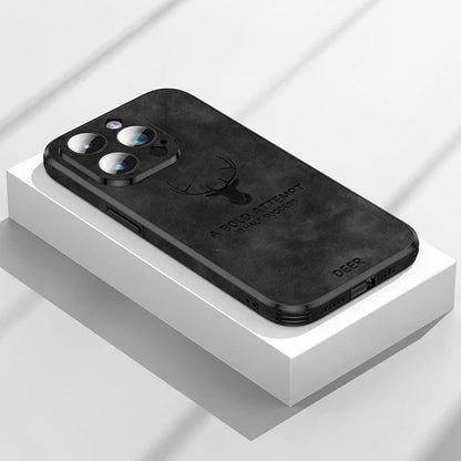 Luxe Wildleren iPhone Hoes Zwart Bruin Donkergroen Lichtblauw Beschermhoes met Shockabsorptie Camerabescherming