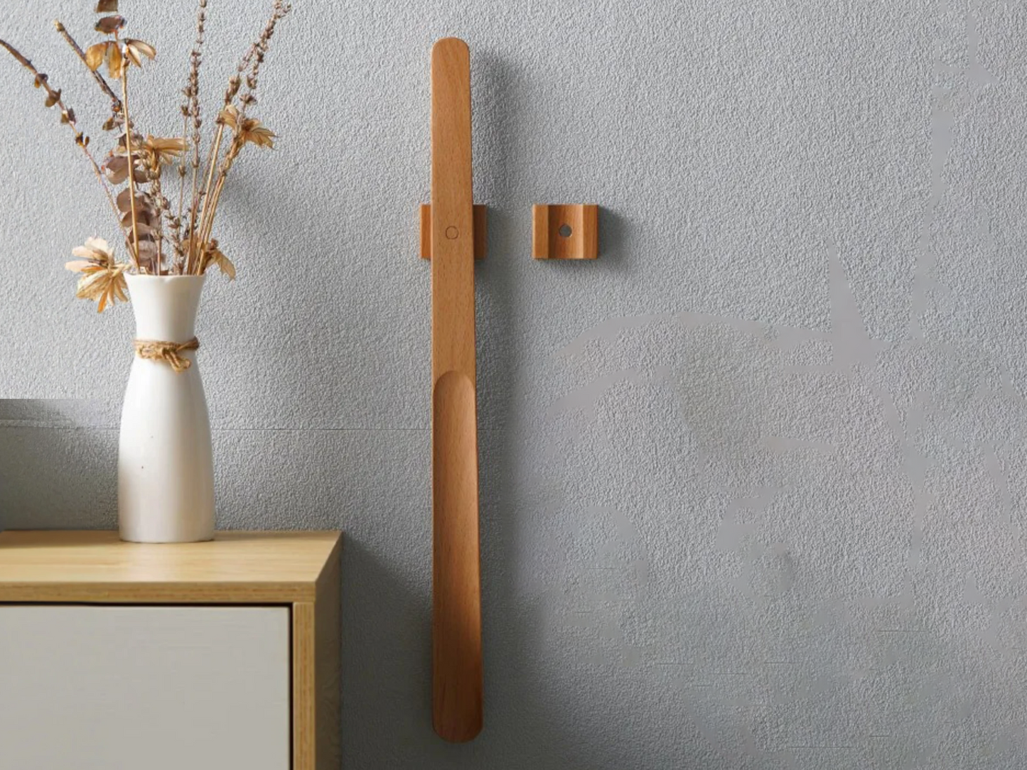 Houten Schoenlep met Lange Handgreep en Magnetische Houder 55 cm