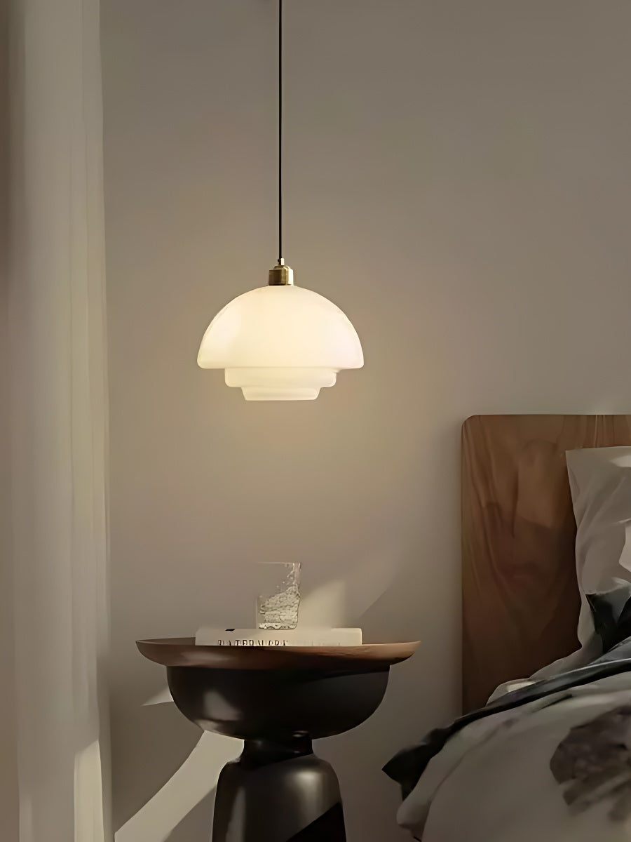 Glazen Hanglamp met Gelaagd Design – Melkwit Matglas voor Eetkamer en Woonkamer