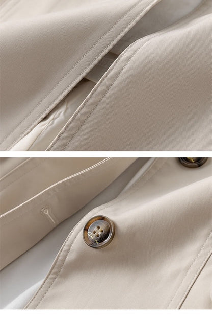 Dames Trenchcoat Klassiek Halflang Met Knopen
