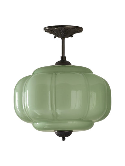 Vintage Melkglas Plafondlamp Geschulpt Rand Wit Roze Groen Blauw Helder Mat Glas Semi-Flush Hanglamp Messing Zwart Finish