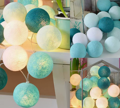 Lichtslinger met Geweven Bolletjes Warm LED Sfeerlicht voor Slaapkamer Woonkamer 20-200 Lichtpunten