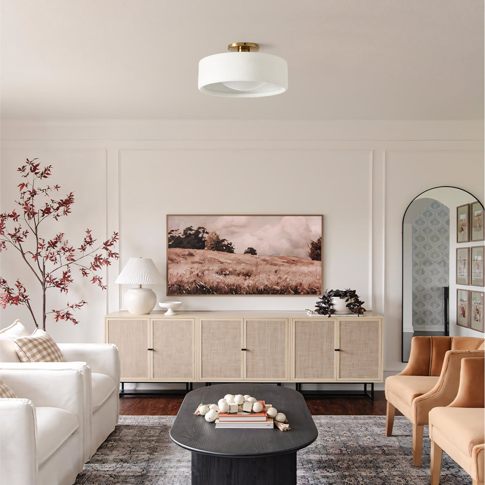 Keramische Plafondlamp Scandinavisch Design met Halfrond Porselein Kap