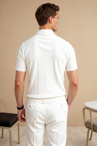 Heren Polo Wit Klassieke Stijl Elegaat