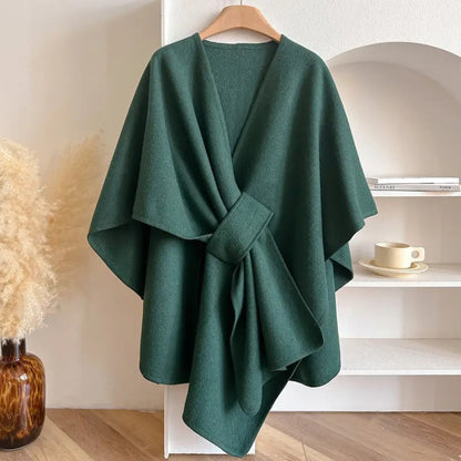 Lichte Poncho Cape met Bescherming tegen Wind en Kou – Warme Shawl voor Najaar en Winter