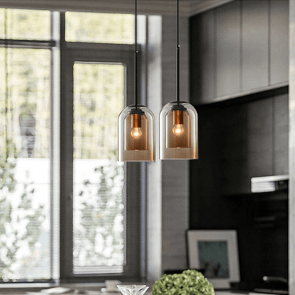 Scandinavische Glazen Hanglamp Slaapkamer Amber Grijs Nordic Minimalistisch Design Eetkamer Verlichting
