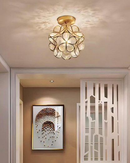 Moderne plafondlamp met bloemdesign in acryl en goudkleurig ijzer – luxe LED designlamp 20 cm