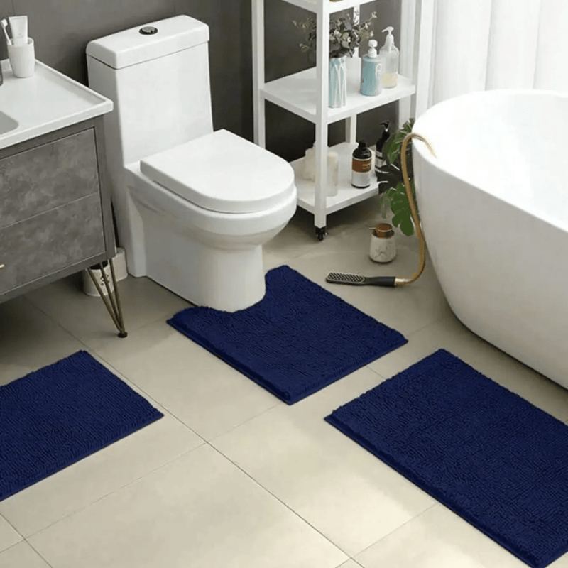 Chenille Badmat Antislip Polyester 3 Formaten Zacht Absorberend Badkamer Toilet
