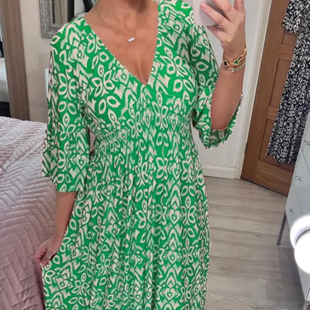 Bloemen Jurk V-hals Zomerjurk voor Vrouw