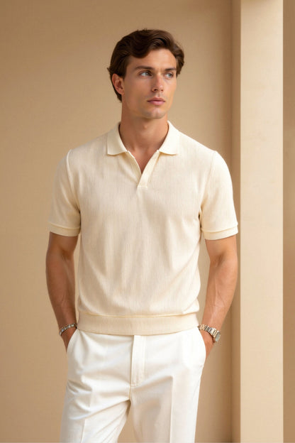 Heren Poloshirt Beige Klassieke Stijl Casual - StudioMarella