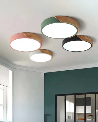 Moderne ronde plafondlamp met houtaccent en LED verlichting – minimalistische designlamp in 23 30 40 50 en 60 cm