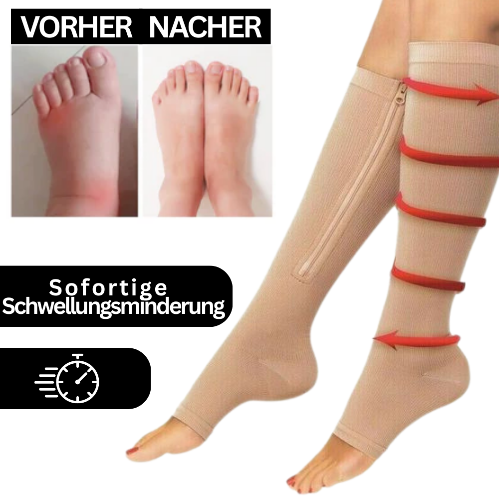 Compressiekousen met Rits Zwart Nude S-M L-XL 2XL Orthopedische Ondersteuning Dagelijks Comfort Therapeutisch