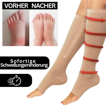 Compressiekousen met Rits Zwart Nude S-M L-XL 2XL Orthopedische Ondersteuning Dagelijks Comfort Therapeutisch