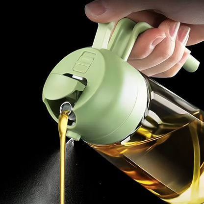 Oliespray Fles met Verstuiver 470ml Groen Geel Wit Zwart Keuken Koken Gezond Bakken Grillen Olijfolie Doseren Bespaart Olie