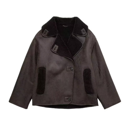 Dames Pilotenjas Teddy Voering Oversized met Knopen