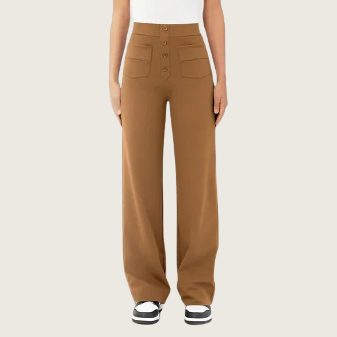 Hoge Broek voor Dames Elastisch Comfortabel Zwart