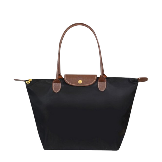 Waterdichte Nylon Shopper met Lederen Details – Ruime Handtas voor Werk en Reizen