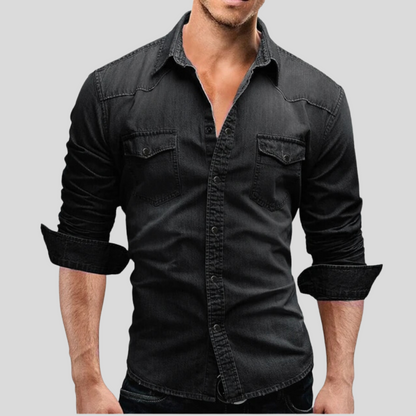 Heren Overhemd Blauw Denim Casual Kleding