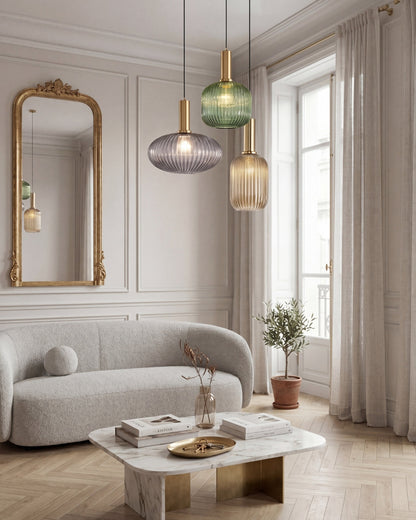 CLYDE Moderne Hanglamp met Gekleurde Glazen Kap – Scandinavisch Design voor Woonkamer & Eetkamer – E27 Fitting