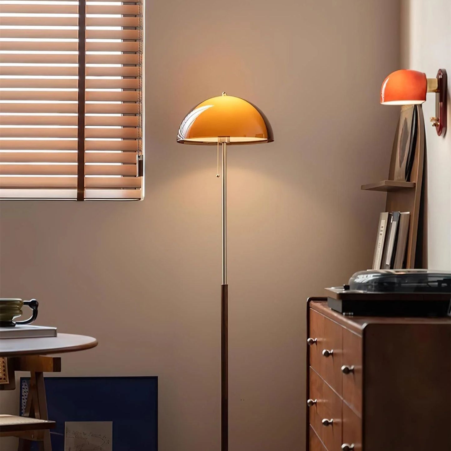 Tavino vloerlamp hout metaal amber woonkamer leeslamp retro design sfeerverlichting moderne staande lamp