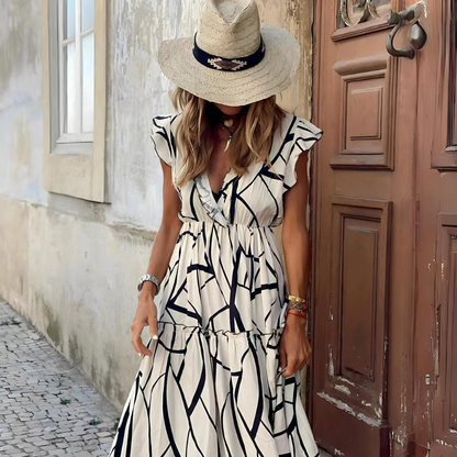 Maxi Jurk Flared Vrouwelijke Stijl Lange Jurk