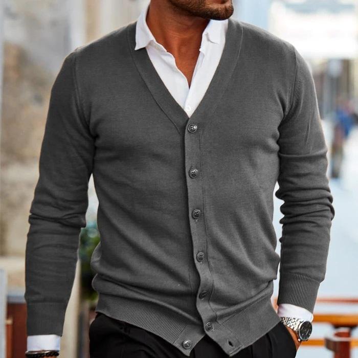 Mannen Cardigan Casual Stefan Vest Zwart