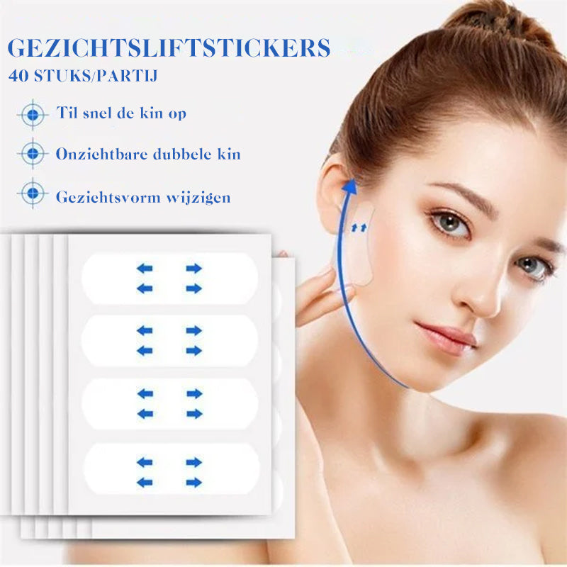 Onzichtbare Face Lift Tape 40 Stuks – Huidvriendelijke Gezichtslifting Strips Anti-Rimpel Huidversteviging V-Vorm Contouring voor Natuurlijke Lift