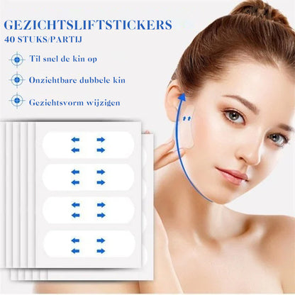 Onzichtbare Face Lift Tape 40 Stuks – Huidvriendelijke Gezichtslifting Strips Anti-Rimpel Huidversteviging V-Vorm Contouring voor Natuurlijke Lift