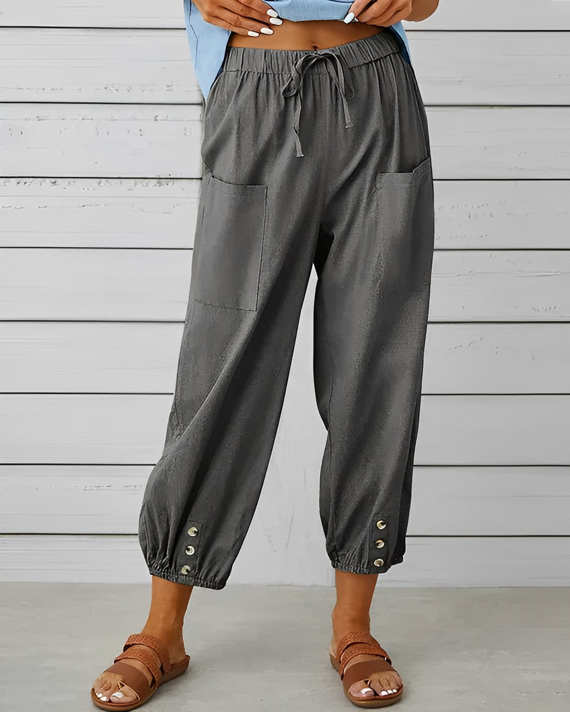 Hoge Taille Broek Zwart Comfortabel Wijd Model