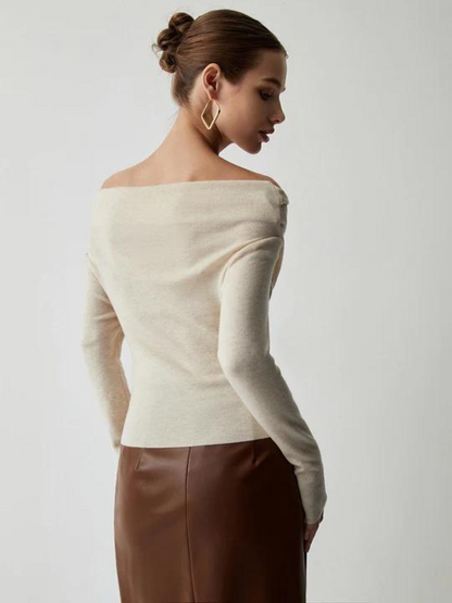 Elegante Off-Shoulder Trui Lilaa Stijlvol Damestrui