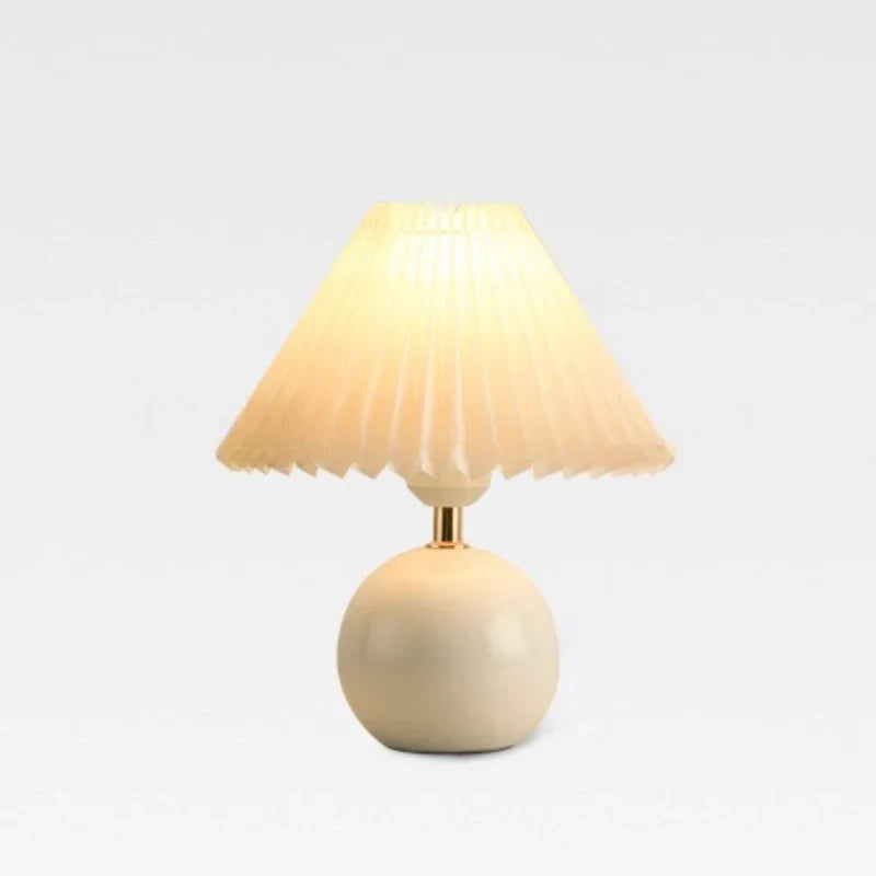 Keramische Tafellamp met Plooikap – Japanse Stijl Verlichting Wit Roze Beige voor Slaapkamer Woonkamer Bureau