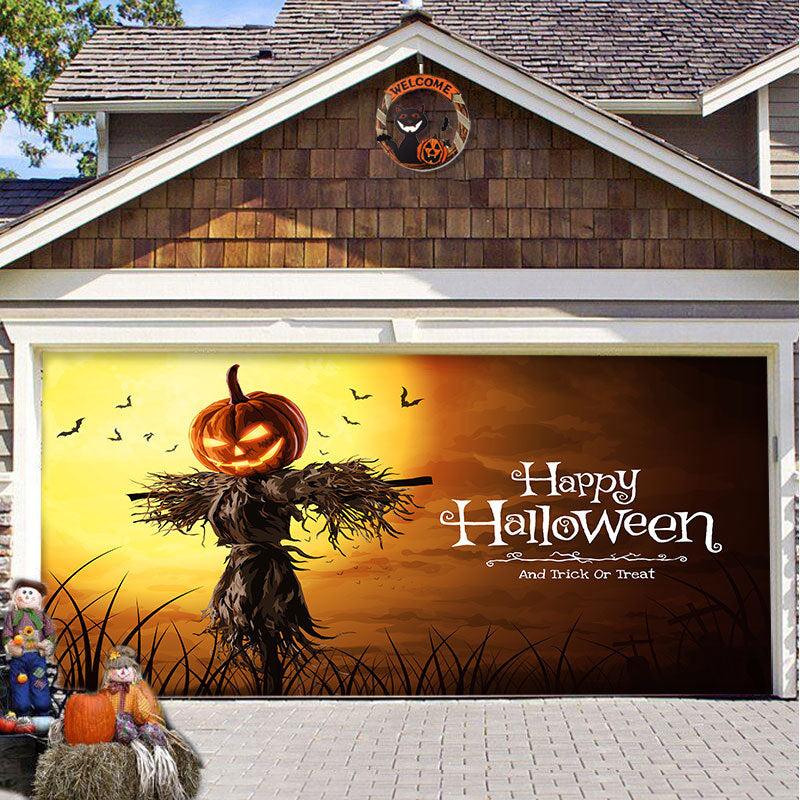 Halloween Garagedeur Decoratie Spookachtige Bedrukking Schaduwdoek Herbruikbaar Horror Sfeer Doek Waterdicht Buiten Feestversiering