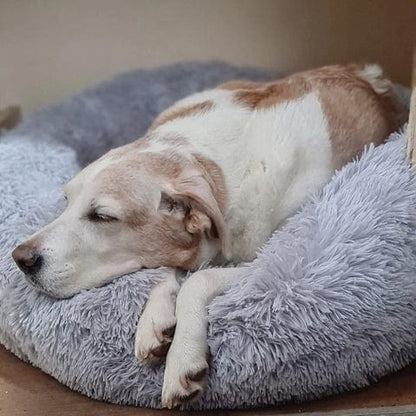 Huisdiermand Pluche Rond met Verhoogde Rand Grijs Bruin Roze voor Honden en Katten 40-120 cm Wasbaar Rustgevend Ontwerp