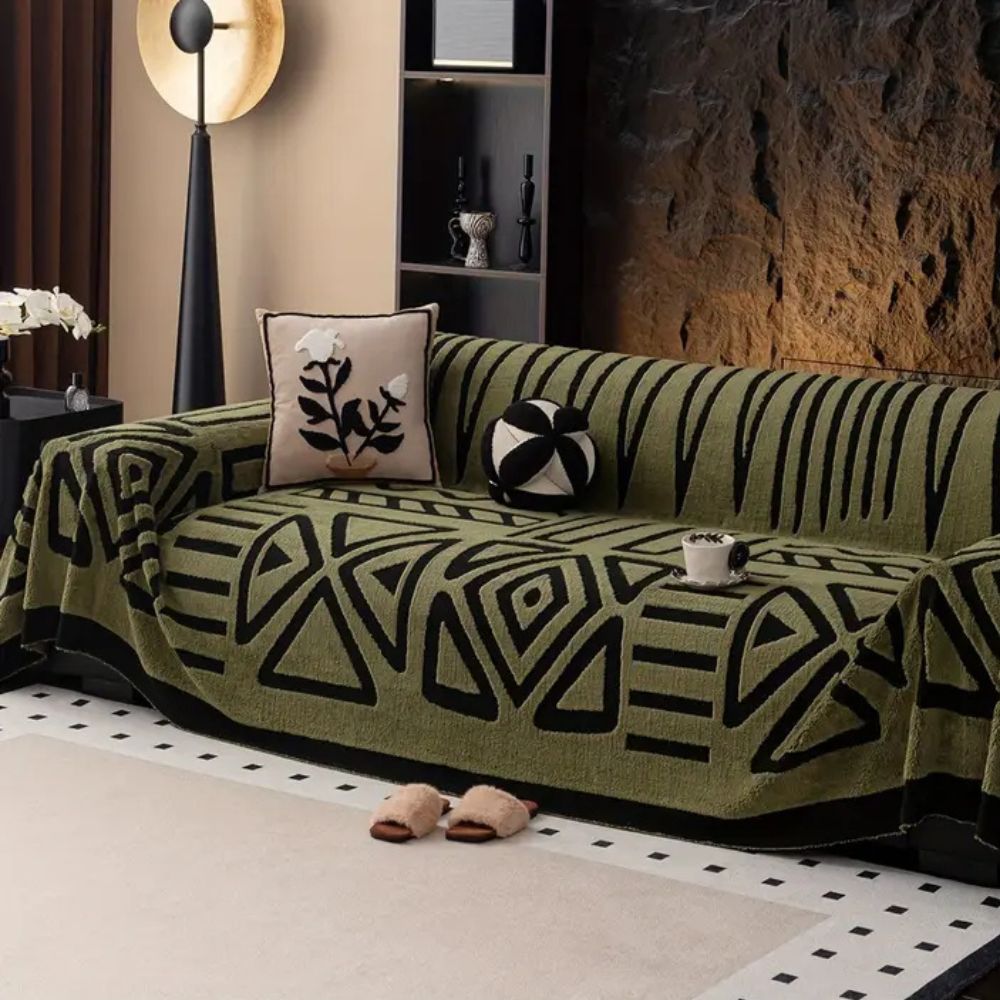 Urban Maze Bankhoes Microfiber Jacquard Patroon Antislip Meubelbescherming voor Zitbank 2-Zits 3-Zits 4-Zits
