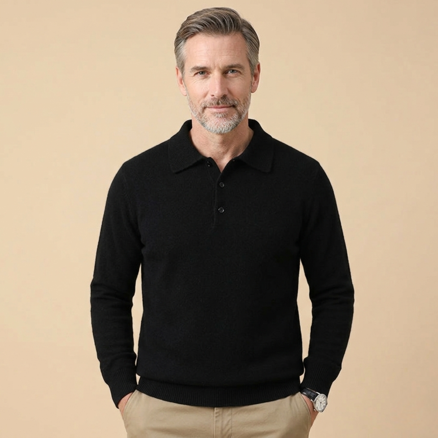 Mannen Poloshirt Lange Mouwen Stijlvol Klassiek