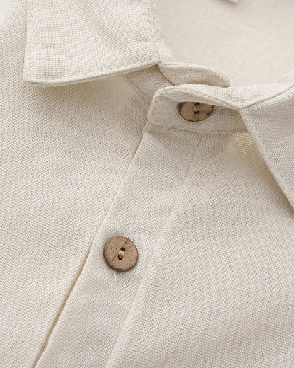 Linnen Poloshirt voor Heren Zomer met Borstzak Korte Mouw
