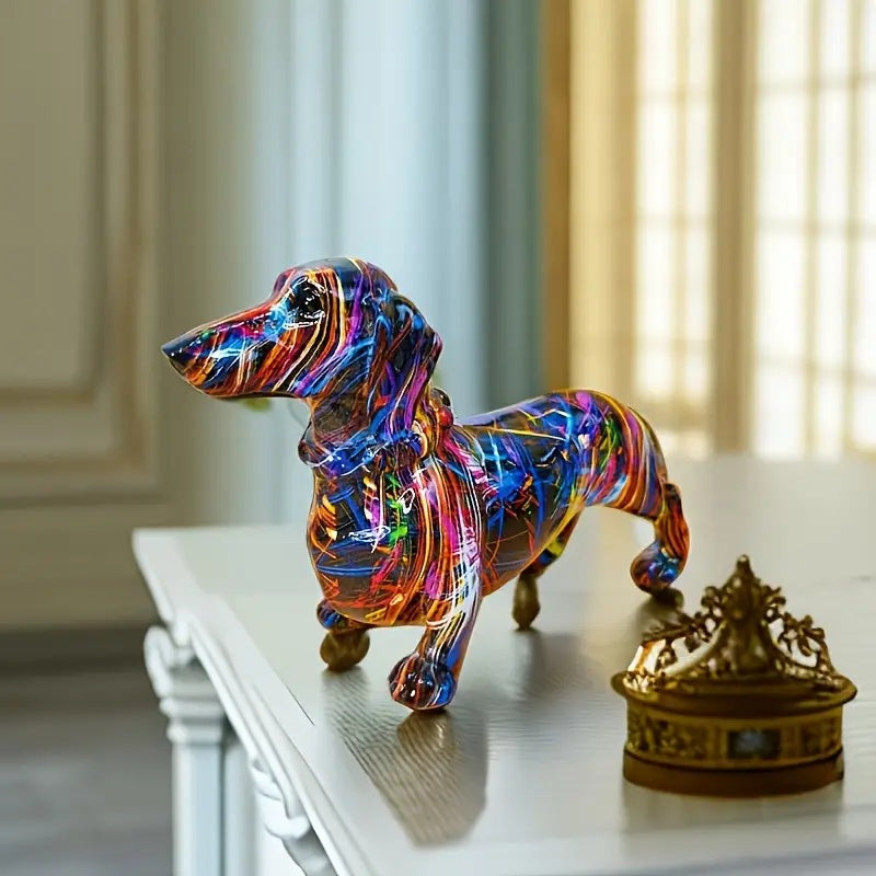 Teckel Beeldje Resin Multicolor Woonkamer Decoratie Hond Sculptuur Kunst Beeld Modern Interieur Accessoire