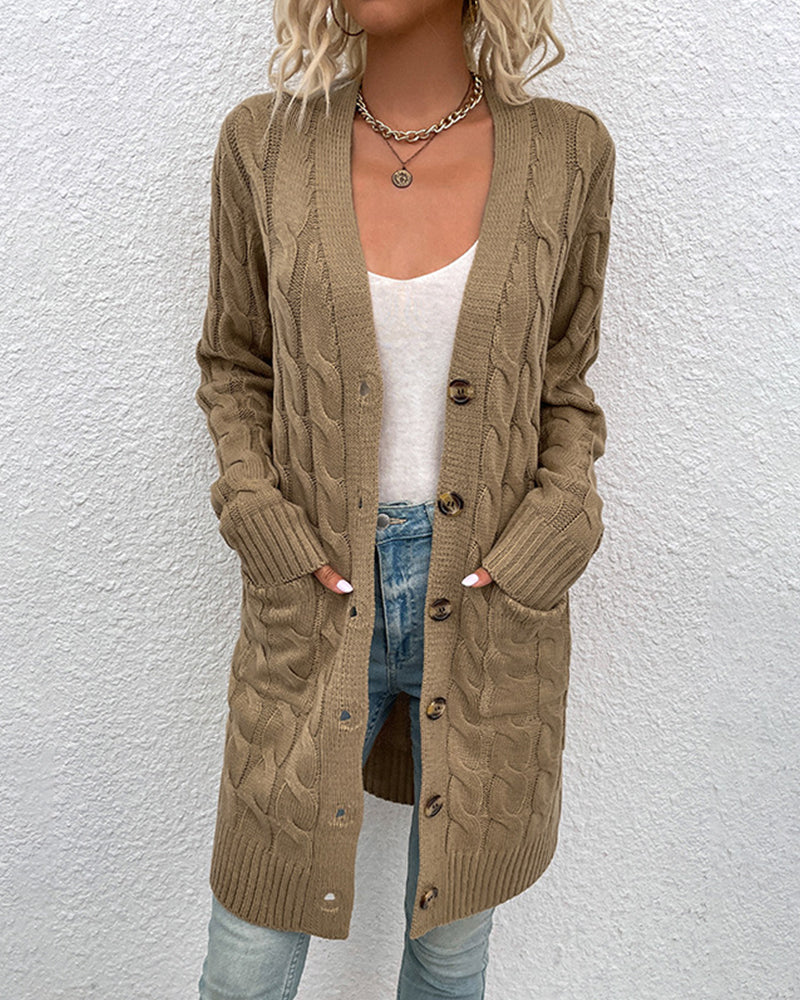 Lange Cardigan Met Lange Mouwen Effen Kleur