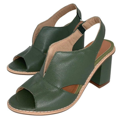Dames Sandalen met Blokhak Open Teen Elegant Comfortabel Leer Bordeauxrood Zomerschoenen