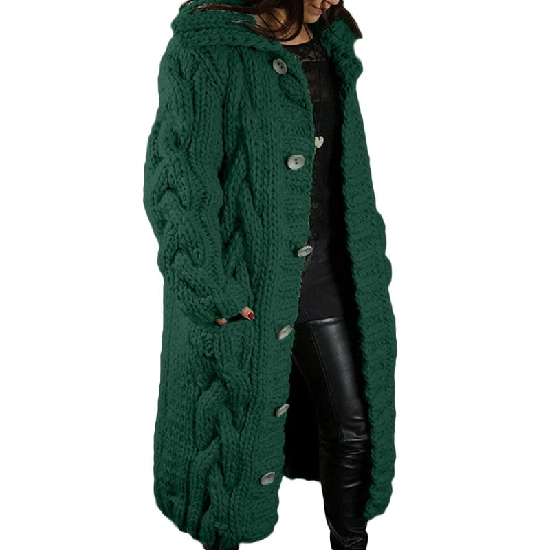 Dikke Cardigan voor Vrouw Met Capuchon