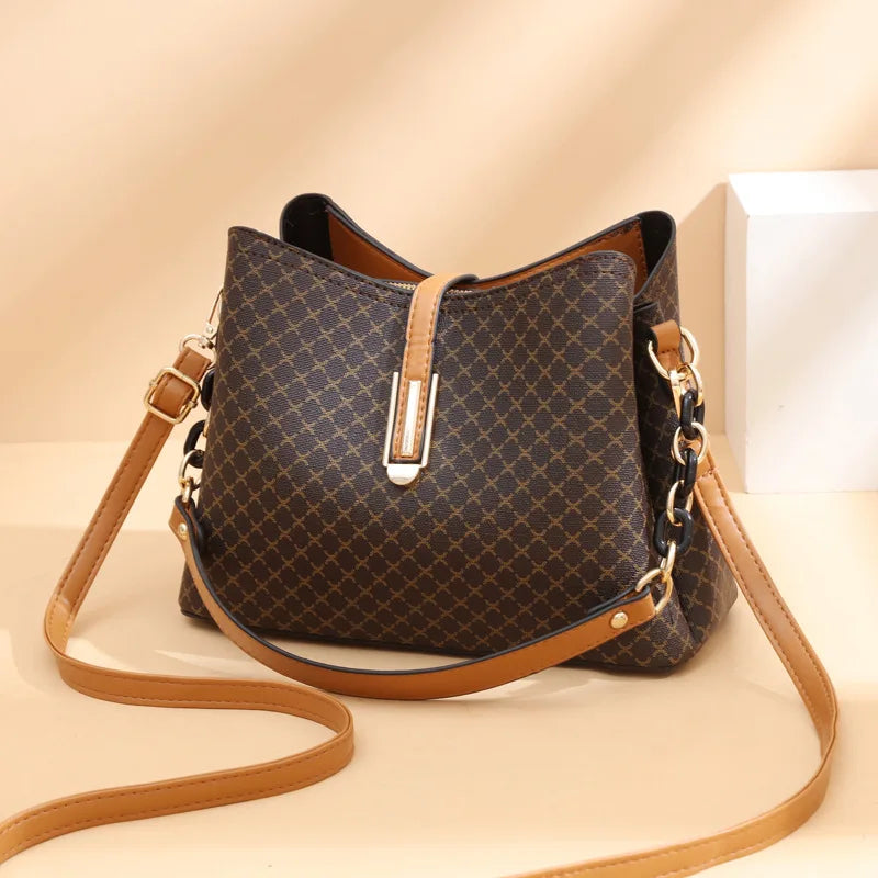 Handgemaakte Schoudertas Dames PU-leer Vintage Stijl Camel Zwart Bruin Dagelijks Gebruik Elegante Tas