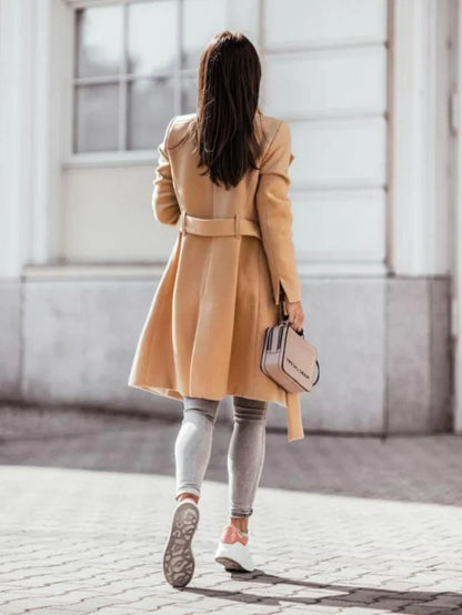 Dames Trenchcoat Klassiek met Dubbele Knopen Sluiting