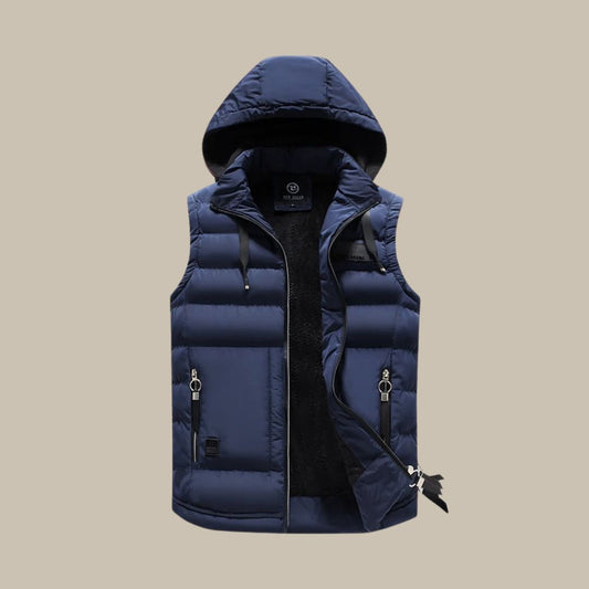 Heren Donzen Vest Zwart Met Capuchon Warm en Stijlvol - StudioMarella