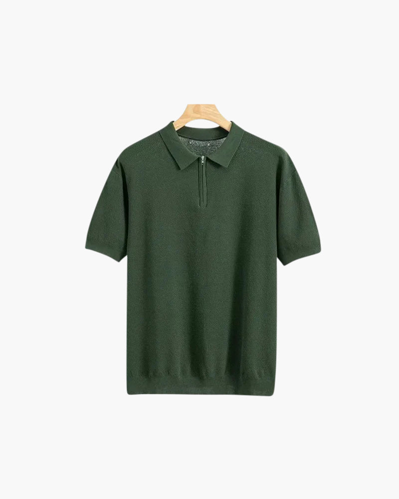 Heren Polo Korte Mouwen Gebreid Brooks Rits