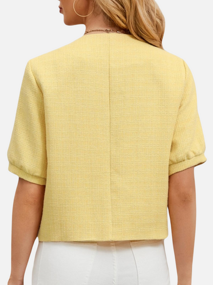 Dames Cropped Blazer Jas Tweed Pasvorm