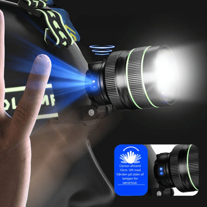 Hoofdlamp LED 10000 Lumen Oplaadbaar Bewegingssensor Verstelbare Straal
